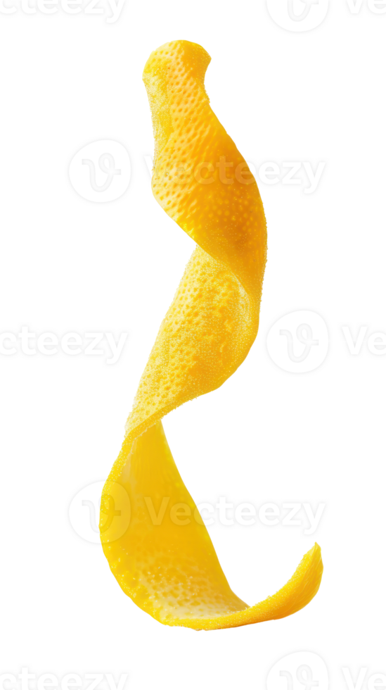 1 single long Lemon peel isolate on transparency background png