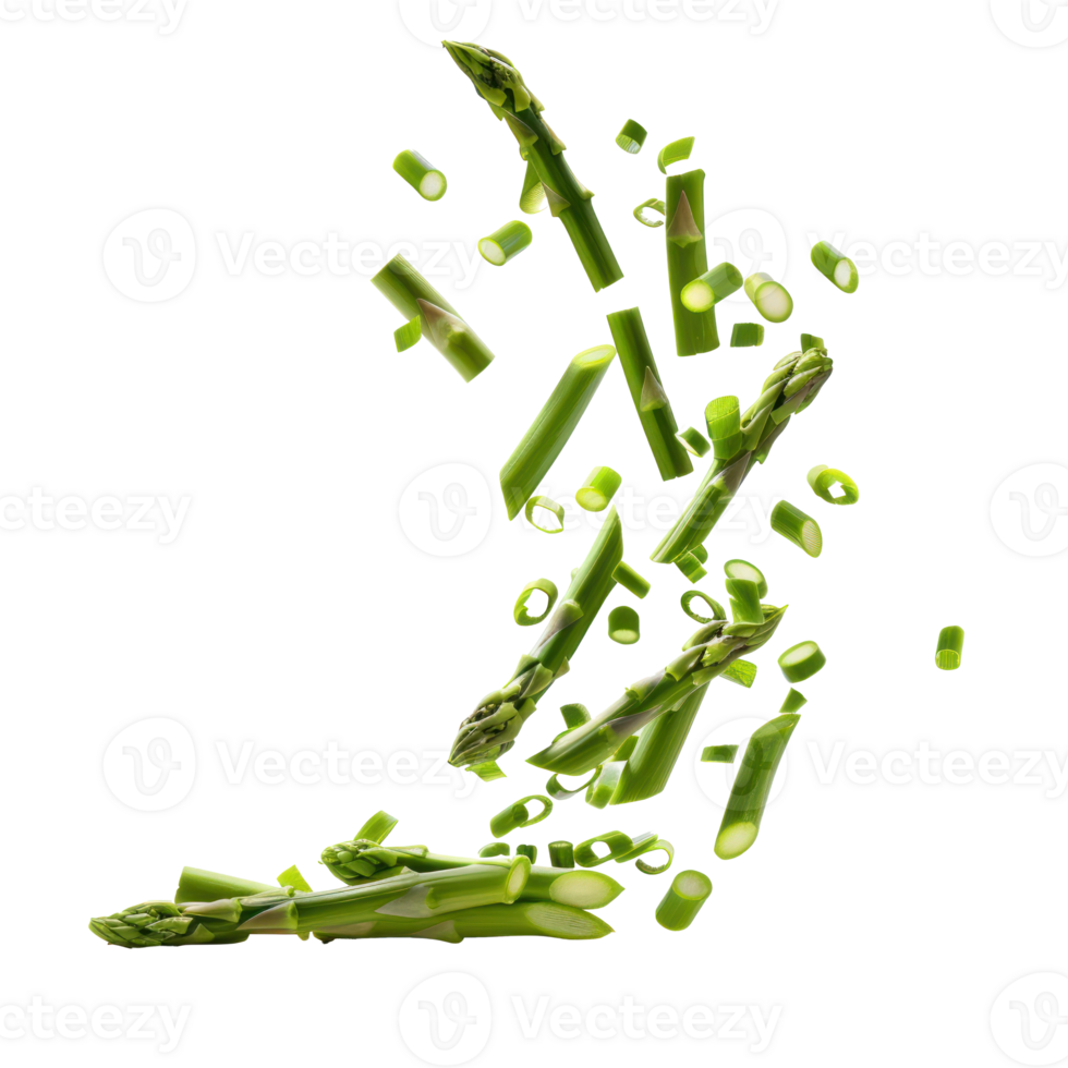 Falling Asparagus isolate on transparency background png