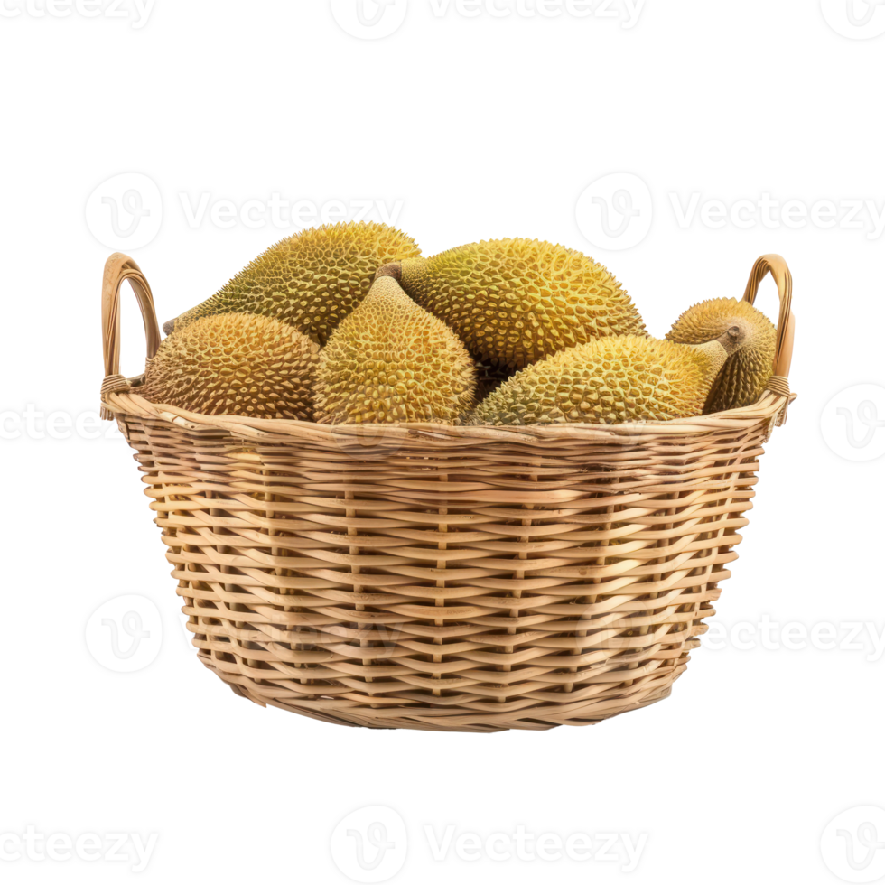 jackfruit in a basket isolate on transparency background png