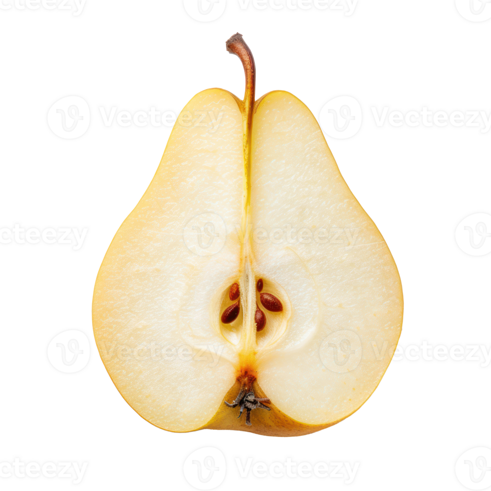 A slice of pear, clipping path top view isolate on transparency background png