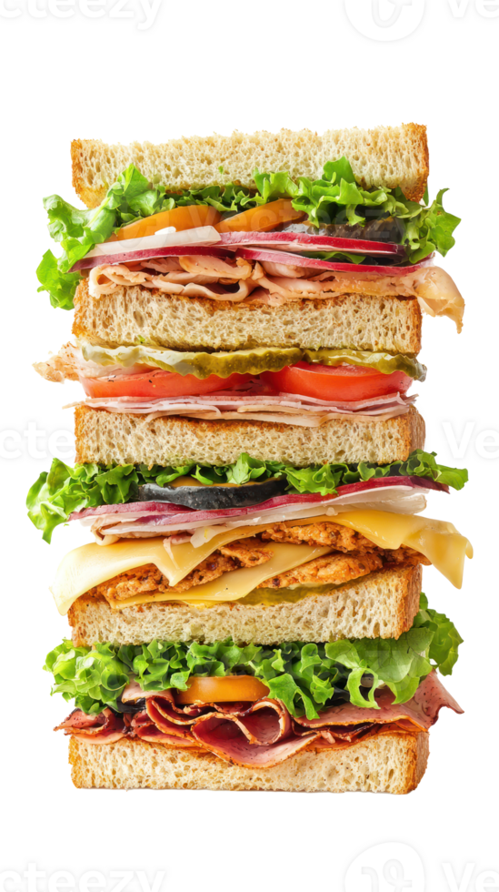 Tall sandwich isolate on transparency background png