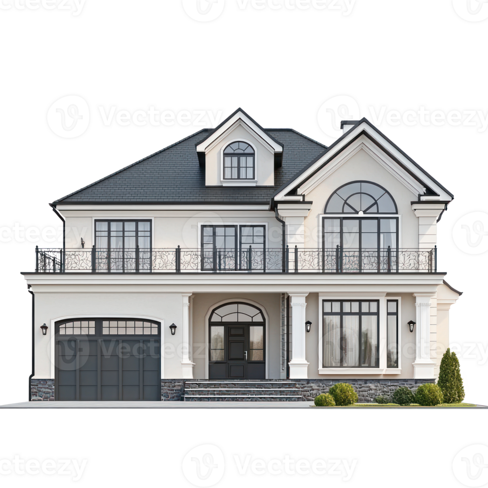 3D Single-Family House front view isolate on transparency background png