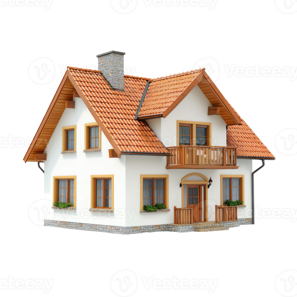 3D Single-Family House isolate on transparency background png