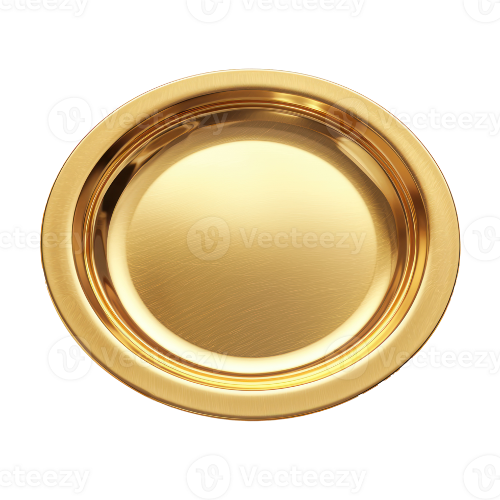 3D Gold Platter isolate on transparency background png