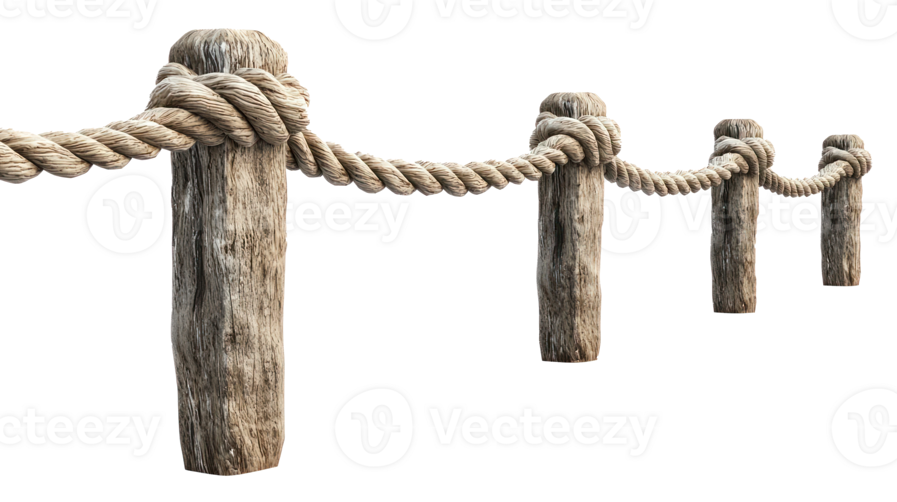 3D Rope fencing isolate on transparency background png