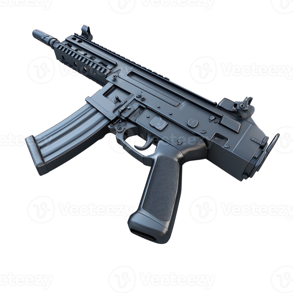 3D Submachine Gun isolate on transparency background png