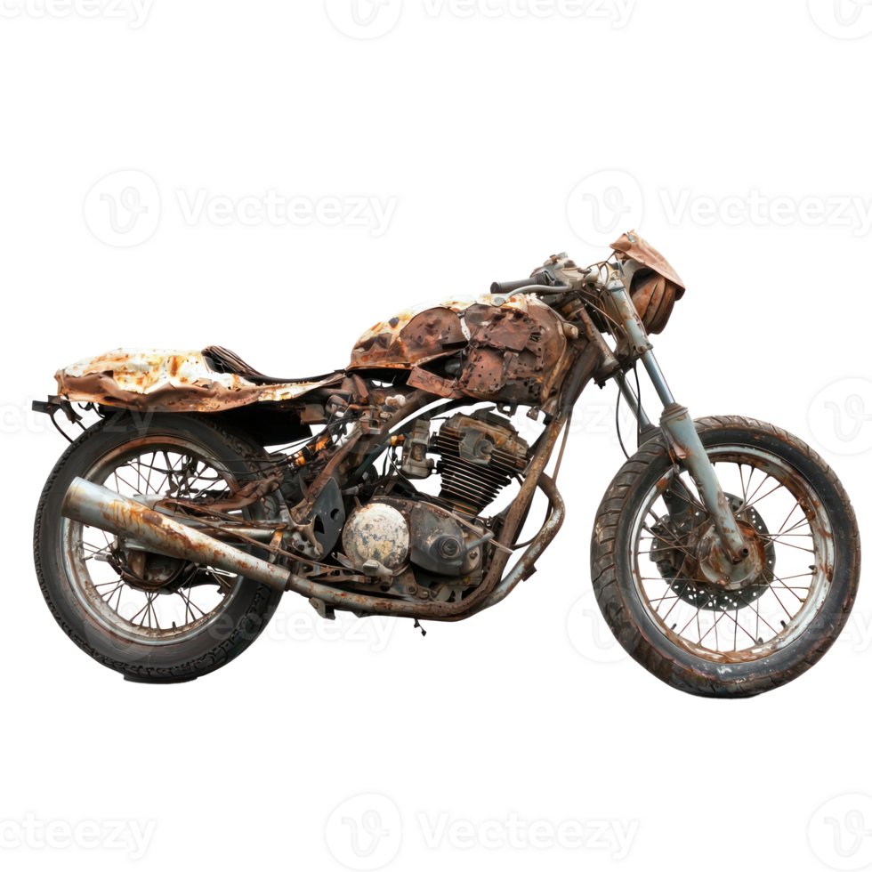 Broken motorbike side view isolate on transparency background png
