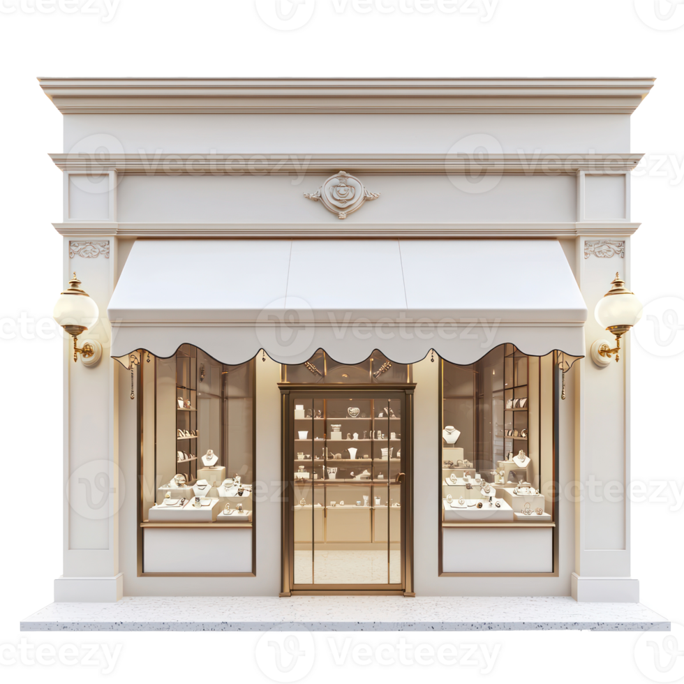 3D Jewelry Store front view isolate on transparency background png