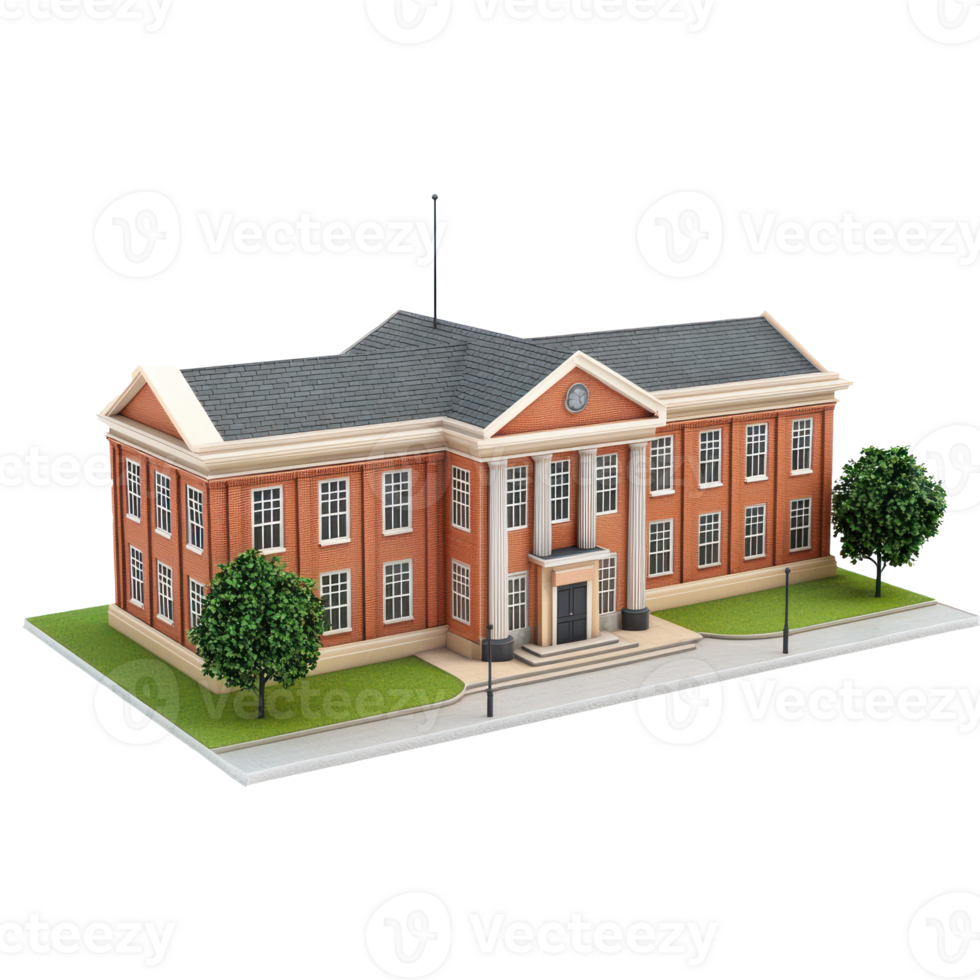 3D School building isolate on transparency background png