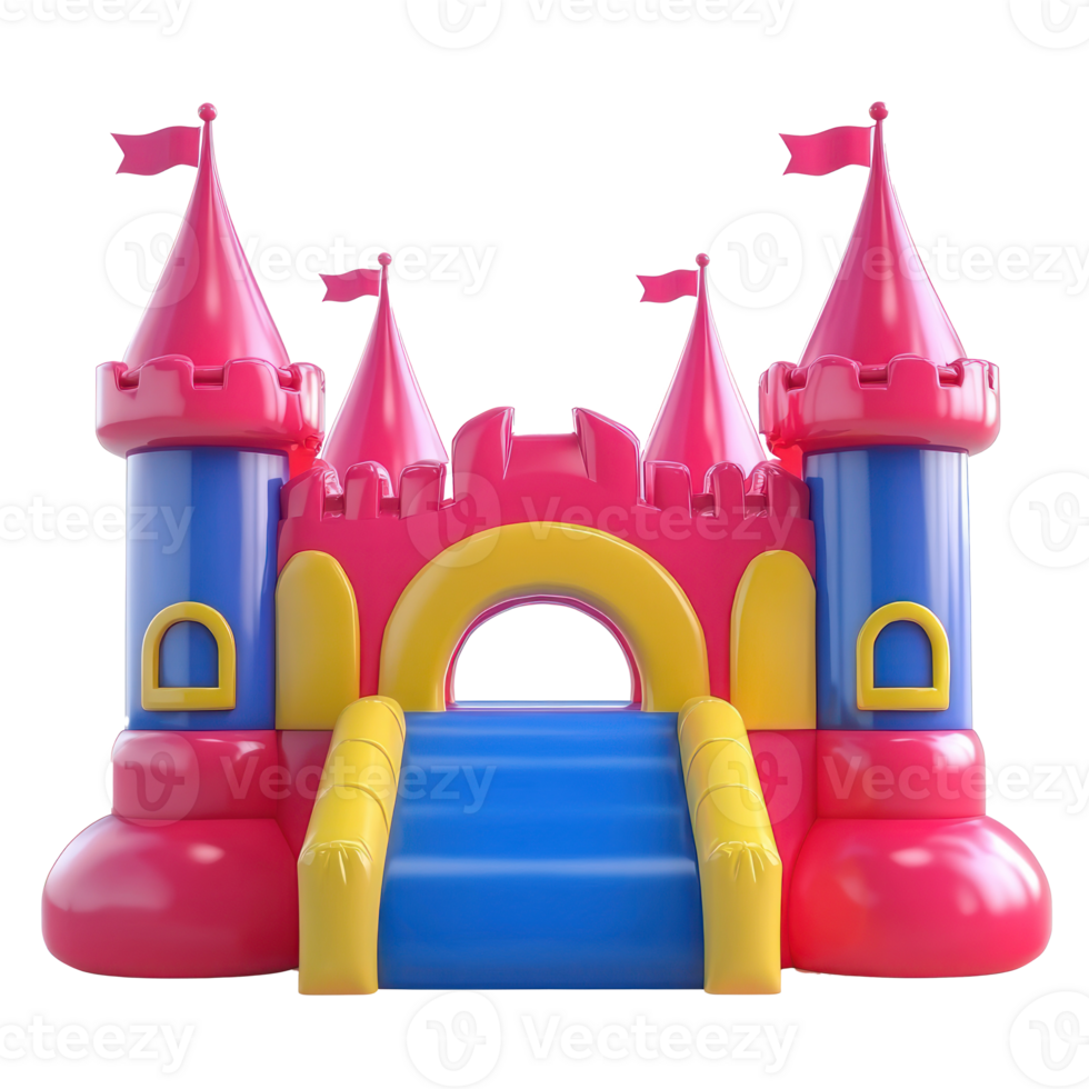 3D Bounce Castles isolate on transparency background png