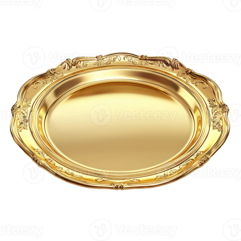 3D Gold Platter isolate on transparency background png