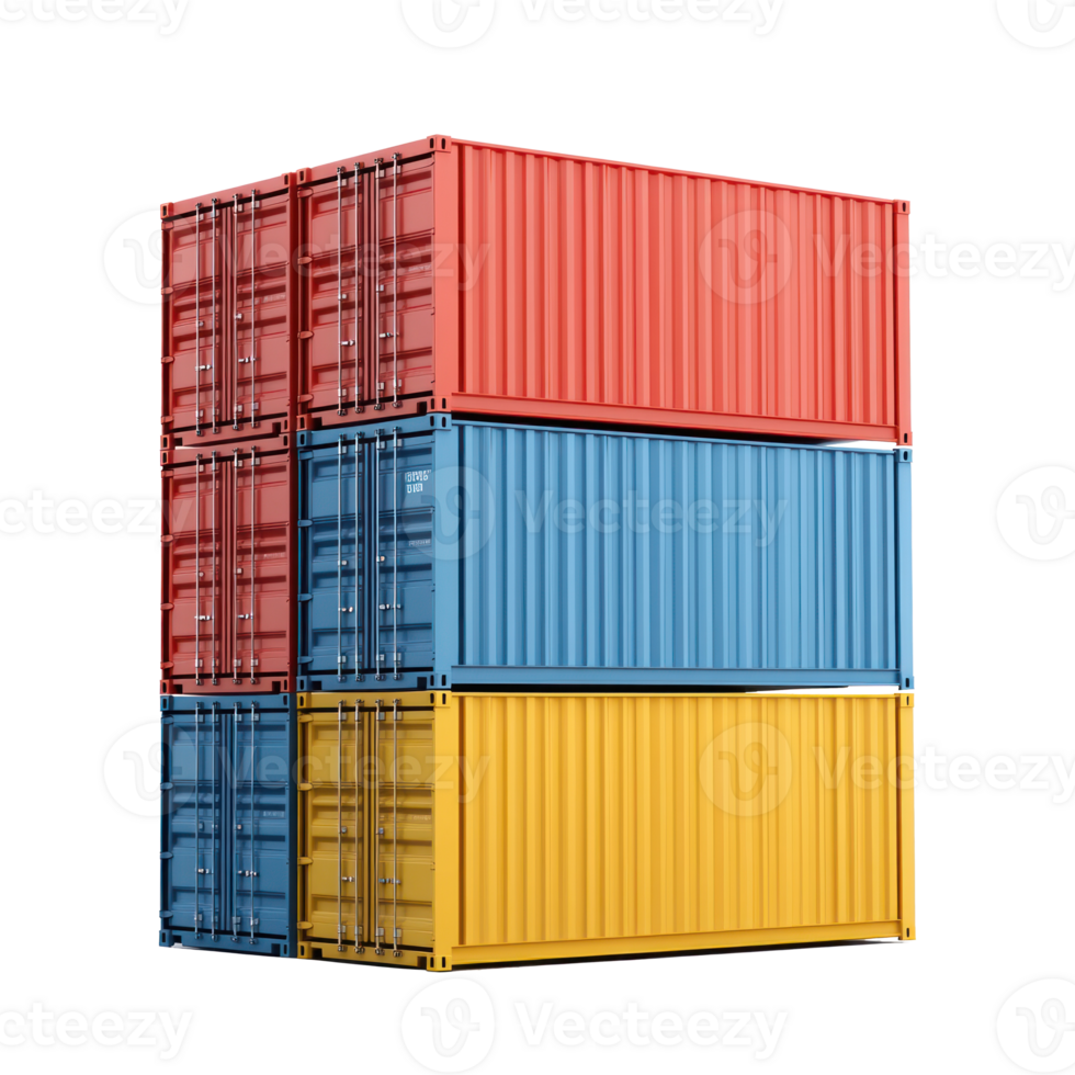 3D Logistic Container stack isolate on transparency background png