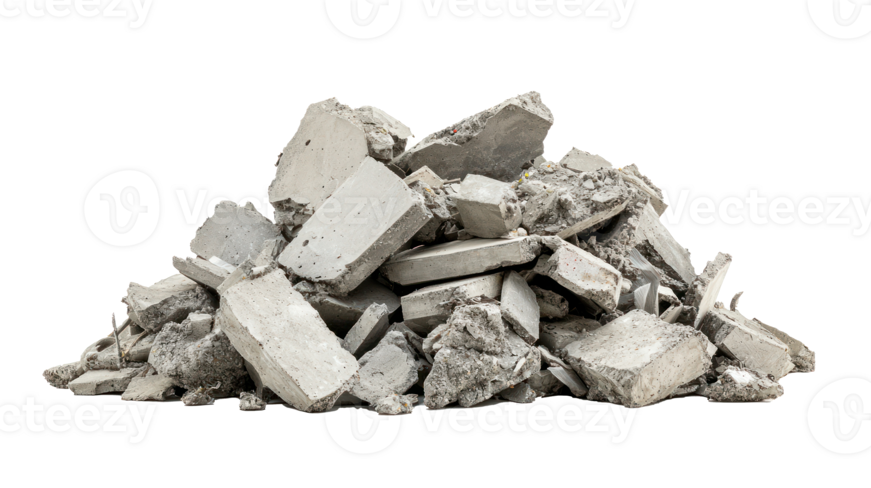 Construction waste in the form of a pile of concrete fragments isolate on transparency background png