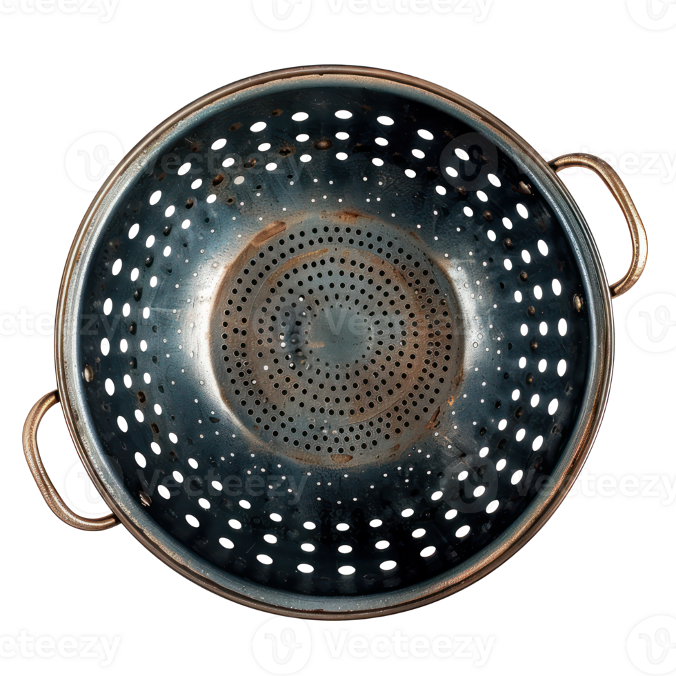 Colander top view full length isolate on transparent background png