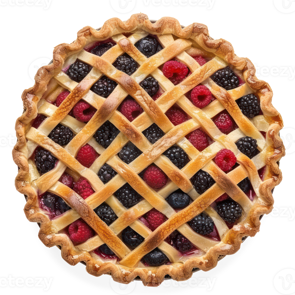a pie with berries on top of a white background png