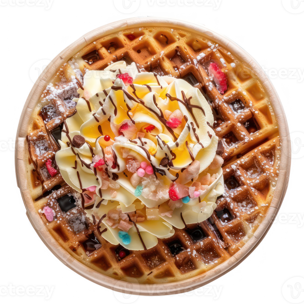 waffle with ice cream and sprinkles on top png