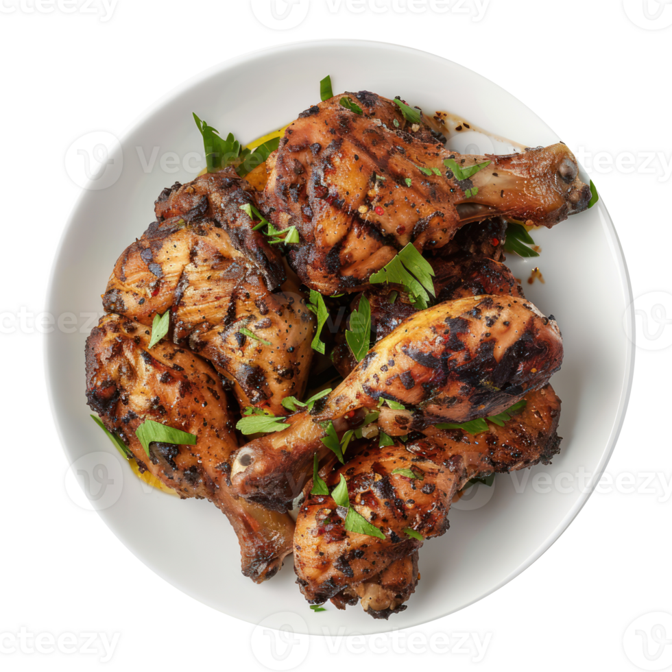 chicken wings with herbs and lemon juice on a plate png