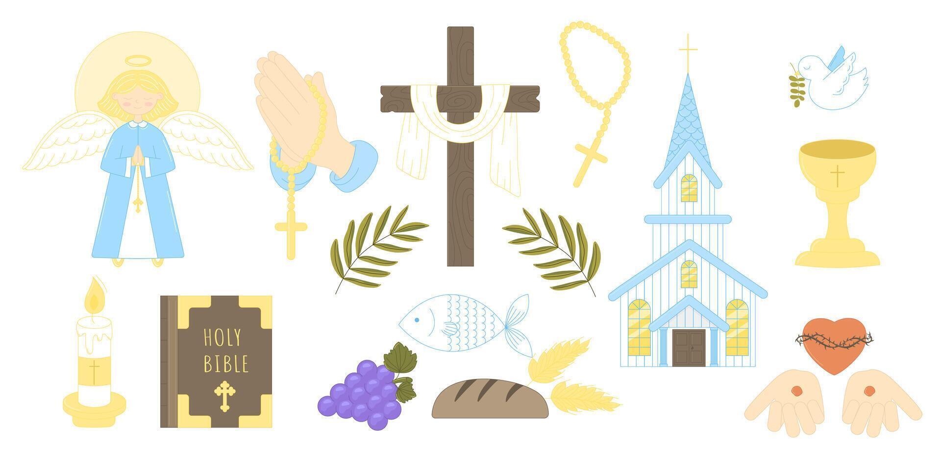 Set of illustrations Christian religion vector