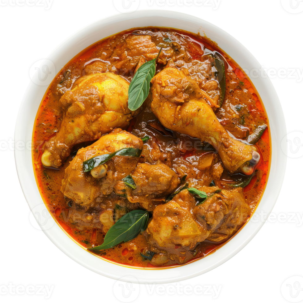 chicken curry in a bowl with spinach and curry sauce png