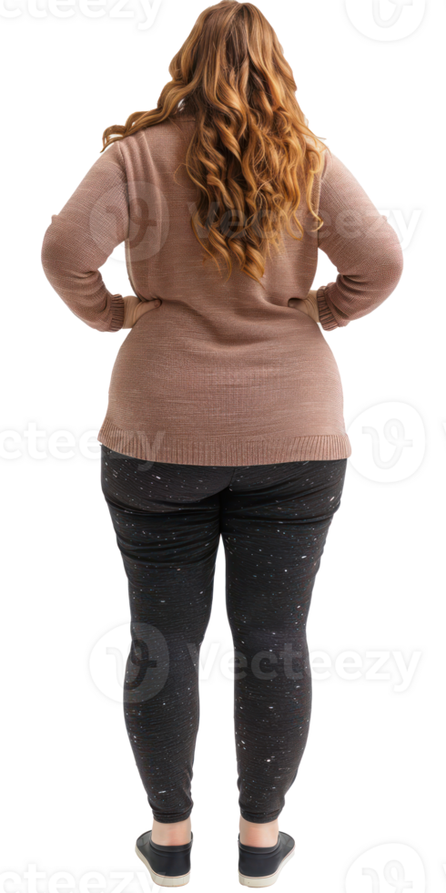 a woman with a big belly standing back png