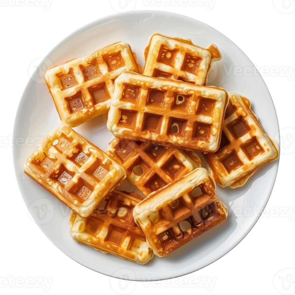 waffles on a plate with a transparent background png