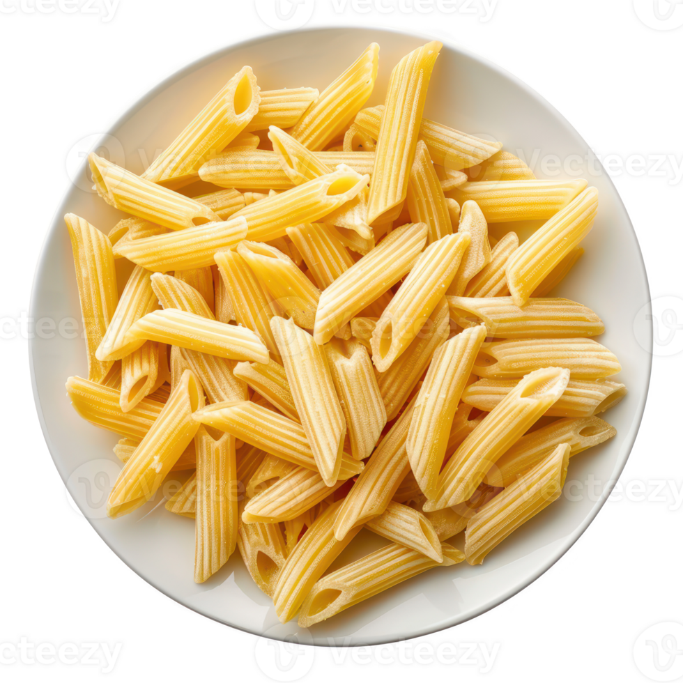 penne pasta on a plate isolate on transparent background png