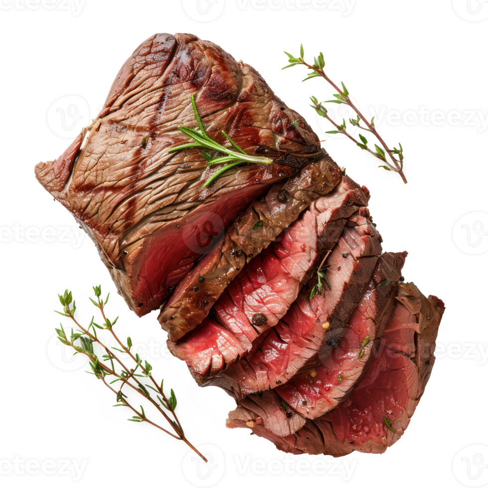 steak with herbs and spices on a transparent background png