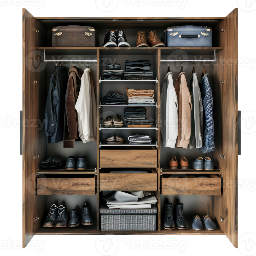 Modern Closet top view full length isolate on transparent background png