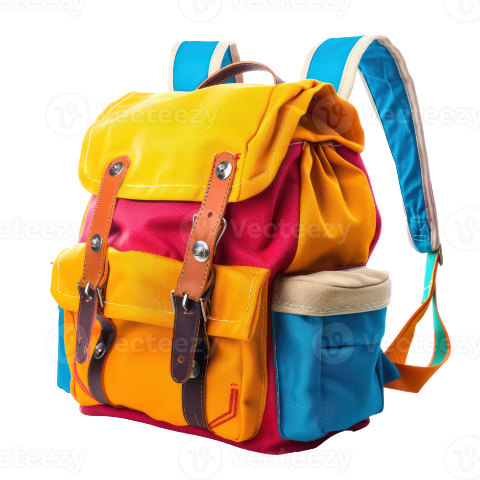 schoolbag front view full body isolate on transparent background png