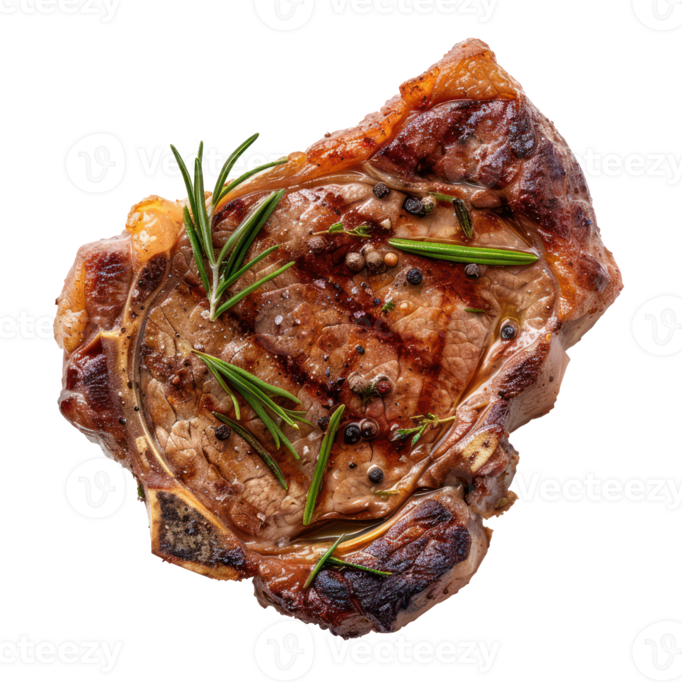 grilled steak with rosemary and herbs on a transparent background png