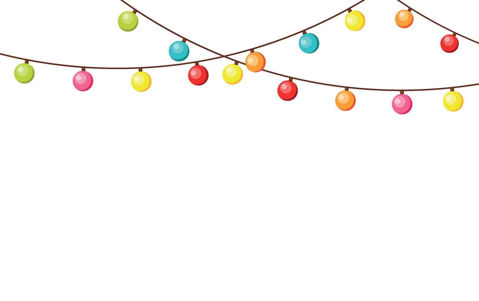 Festive colored garlands in cartoon style. Flat illustration of a garland with bright lamps,green, pink, blue, green, yellow isolated on white background. Christmas garland.LED lamps. Street light. vector