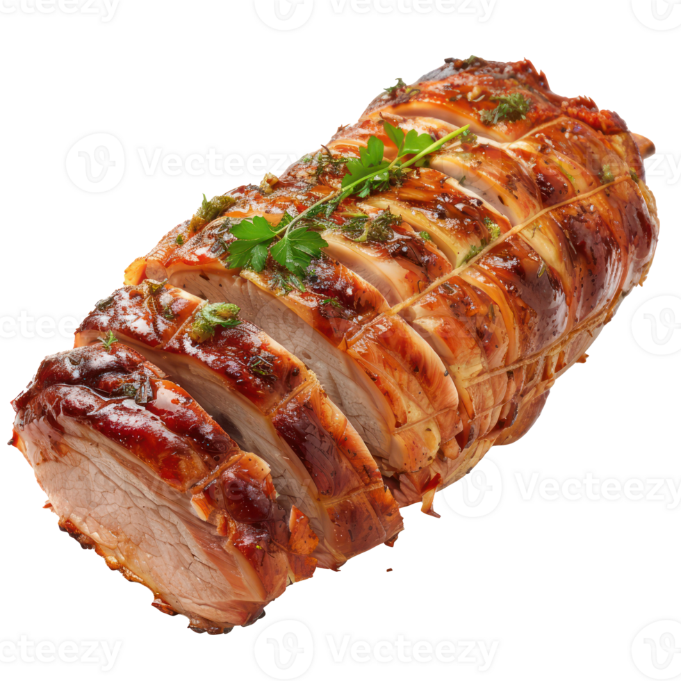 pork roast with herbs on a transparent background png