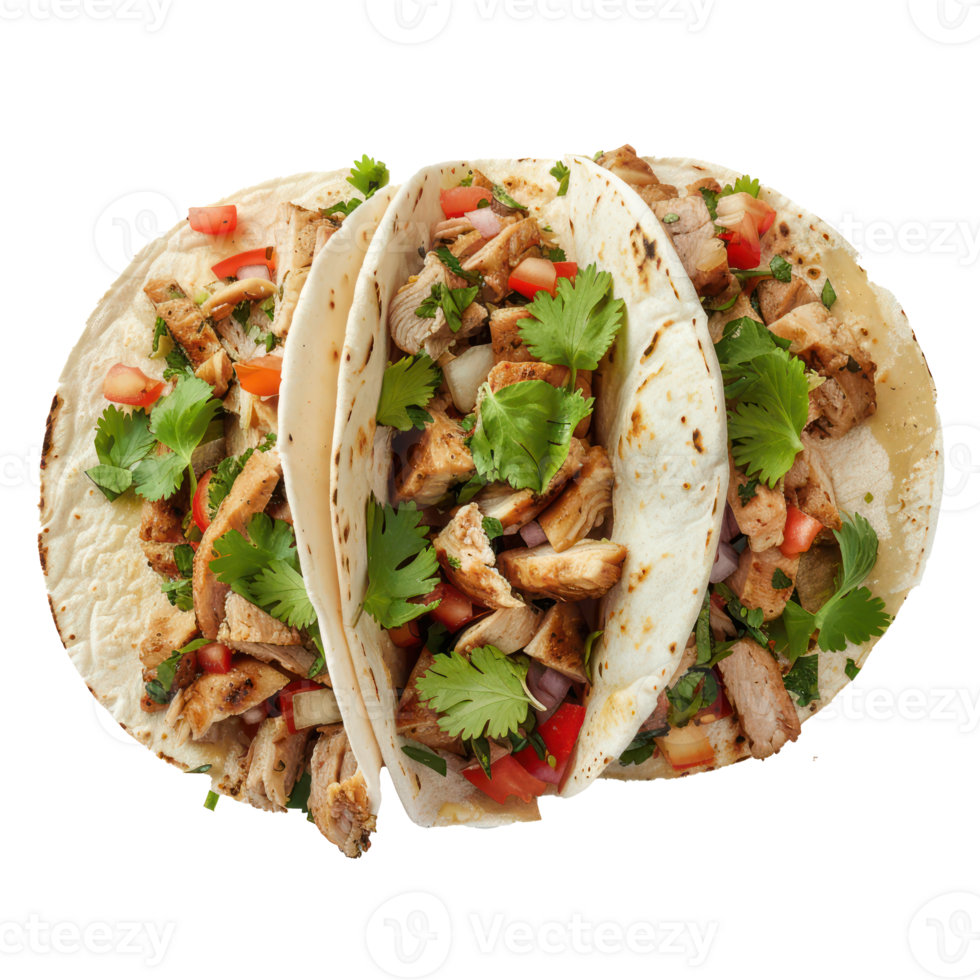 three tacos on a transparent background png