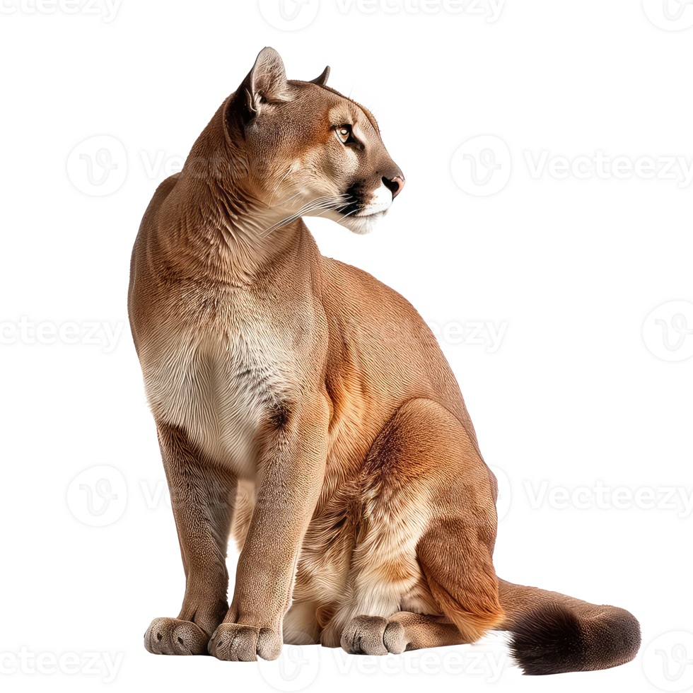 a cougar sitting on a transparent background png