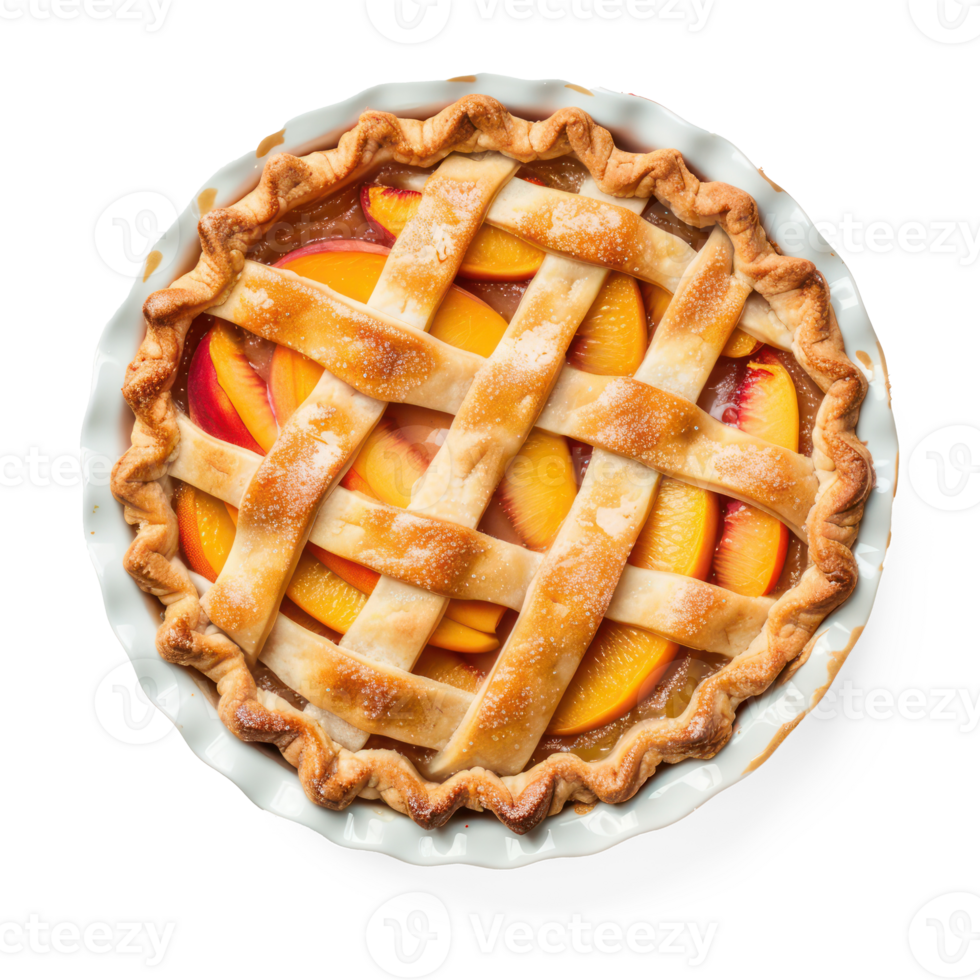 a peach pie with lattice on a transparent background png