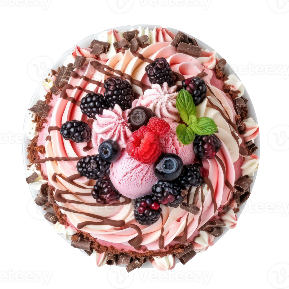 a cake with berries and chocolate on top png