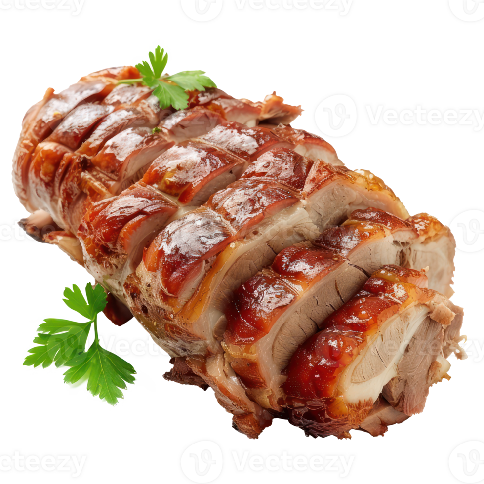pork roast with parsley on a transparent background png
