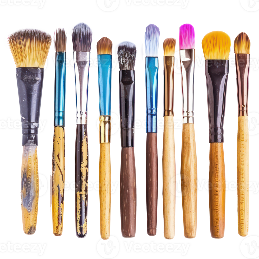 Brushes side view full length isolate on transparent background, png