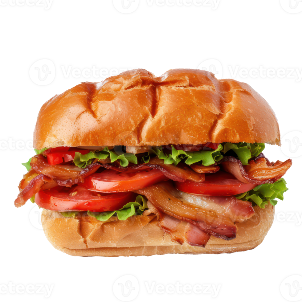 a bacon, lettuce and tomato sandwich on a transparent background png