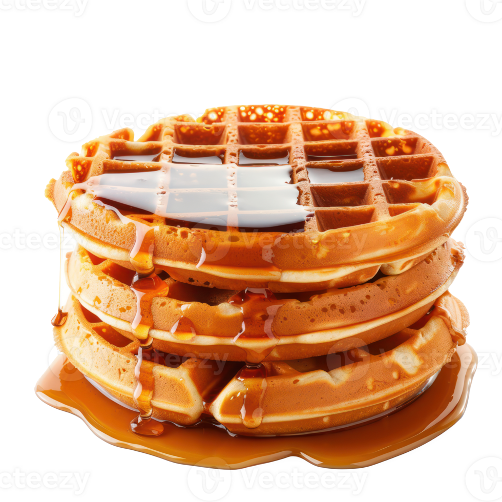 waffles with syrup on top of them on a transparent background png