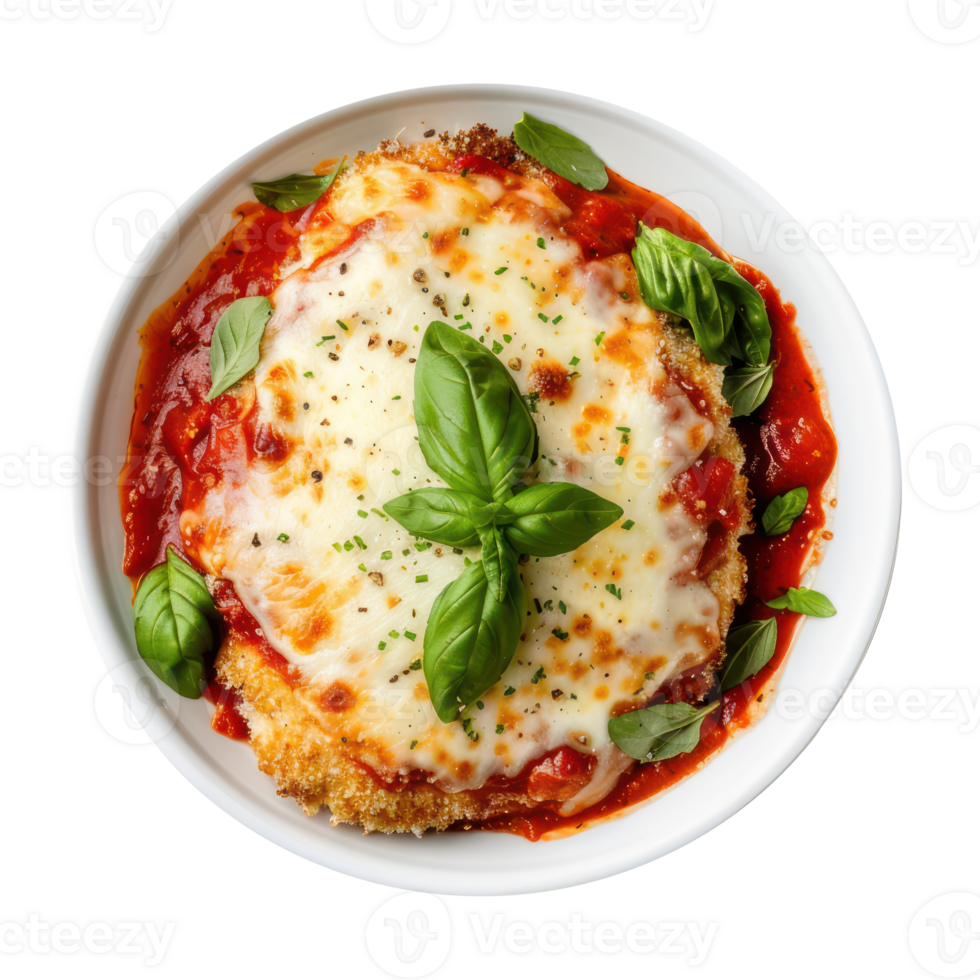 chicken parmigiana in tomato sauce with basil image png