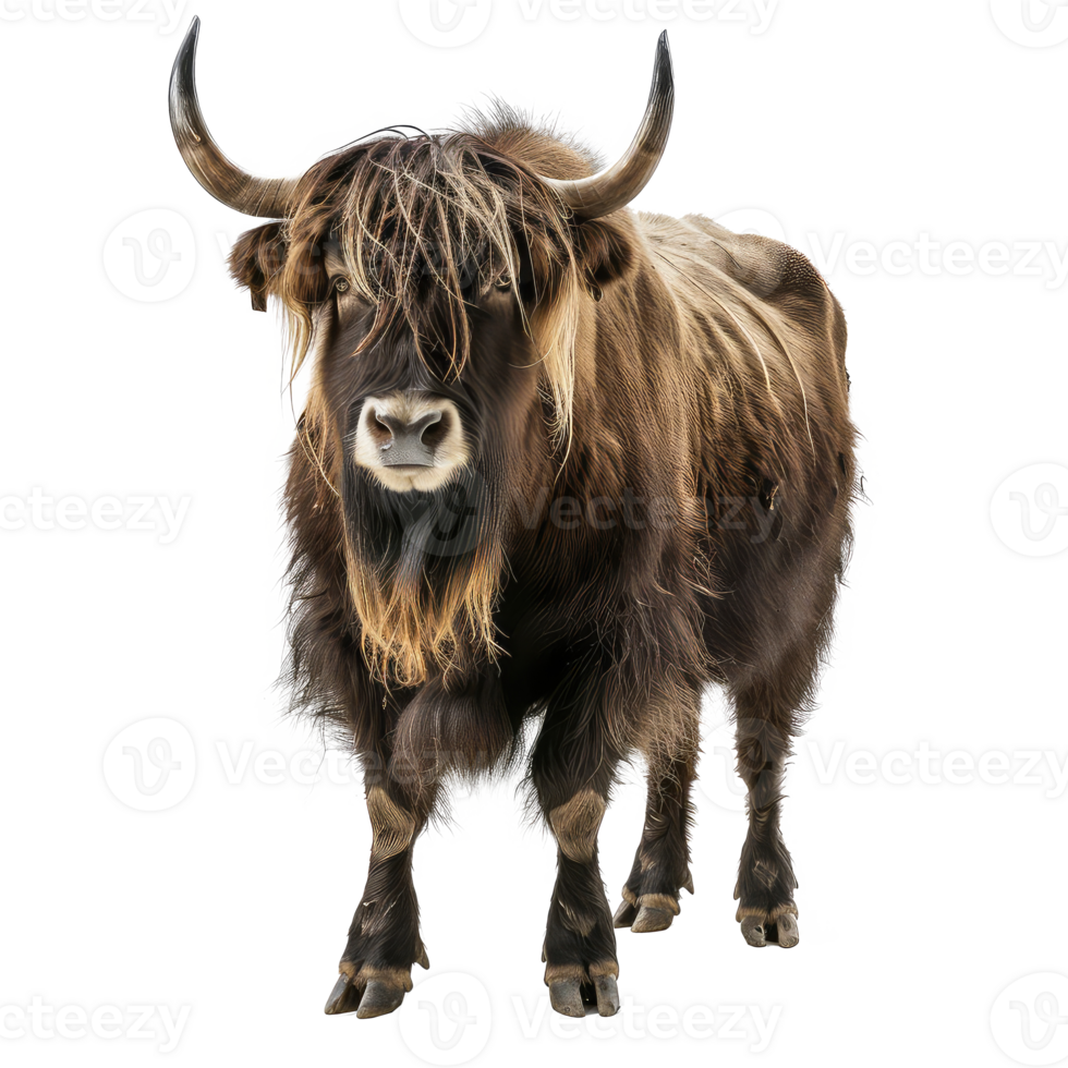 a yak is standing in front of transparent background png