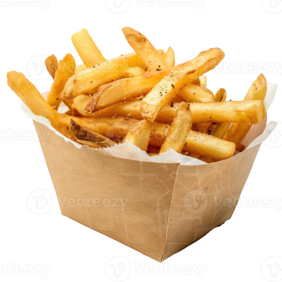 french fries in a paper box on a transparent background png