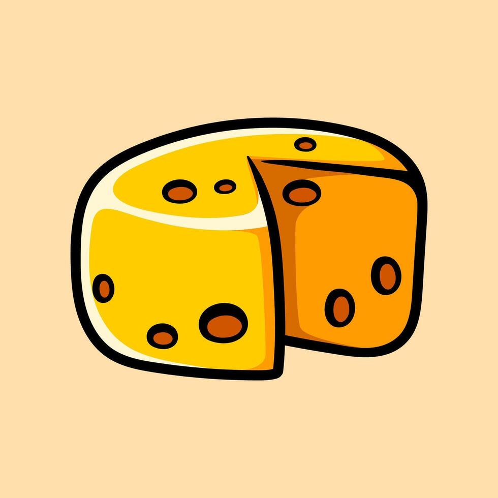 big round cheese isolated colored drawing line art style design illustration vector