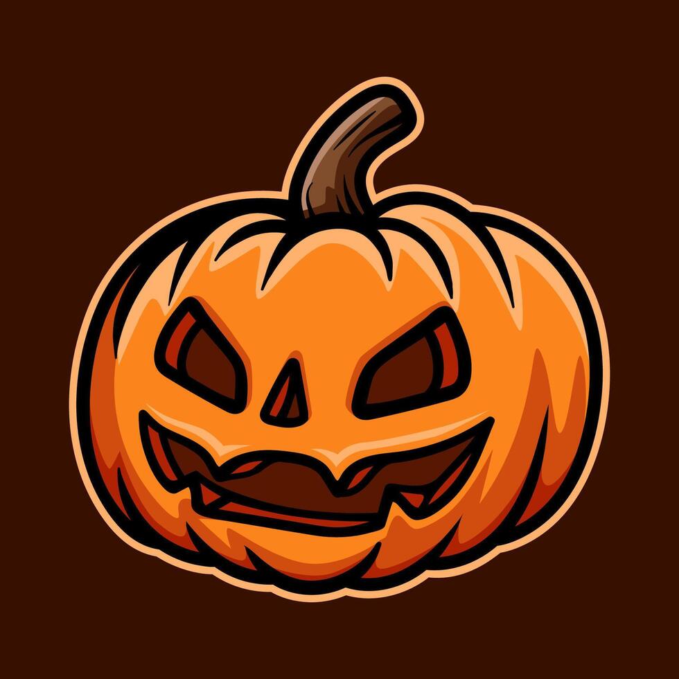 cartoon of pumpkin halloween isolated colored drawing line art style design illustration vector