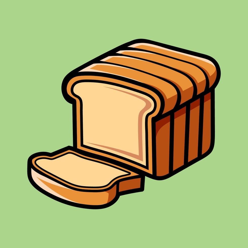 slice of bread isolated colored drawing line art style design illustration vector