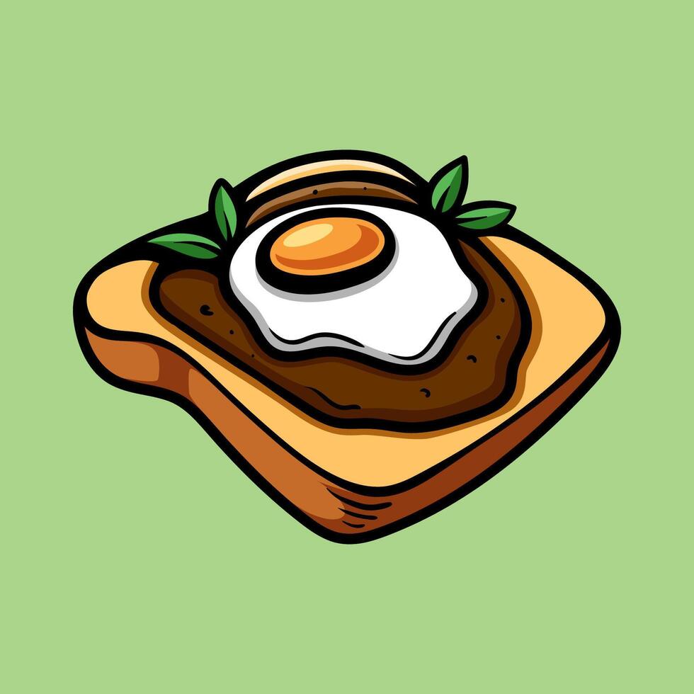 meat and egg sandwich isolated colored drawing line art style design illustration vector