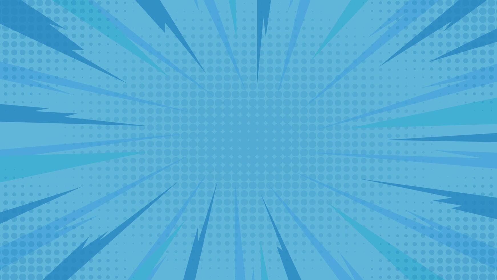 Blue comic background with bold lines and halftone gradations. Suitable for comics, prints, posters, etc. vector
