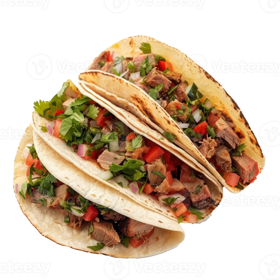 three tacos on a transparency background png