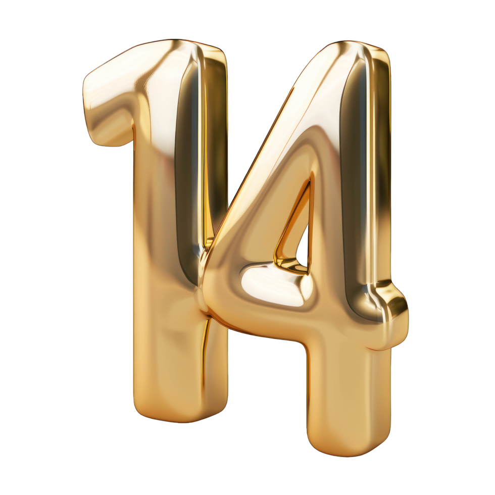 Foil helium balloon number 14 no background png
